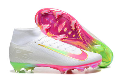 Men's Nike Air Zoom Mercurial Superfly 10 Elite FG Firm Ground High-Tops Football Boots - White/Gold/Pink/Yellow