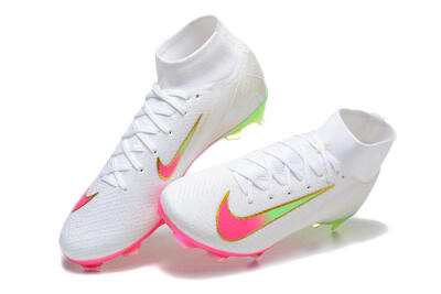 Men's Nike Air Zoom Mercurial Superfly 10 Elite FG Firm Ground High-Tops Football Boots - White/Gold/Pink/Yellow