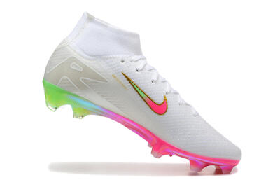 Men's Nike Air Zoom Mercurial Superfly 10 Elite FG Firm Ground High-Tops Football Boots - White/Gold/Pink/Yellow