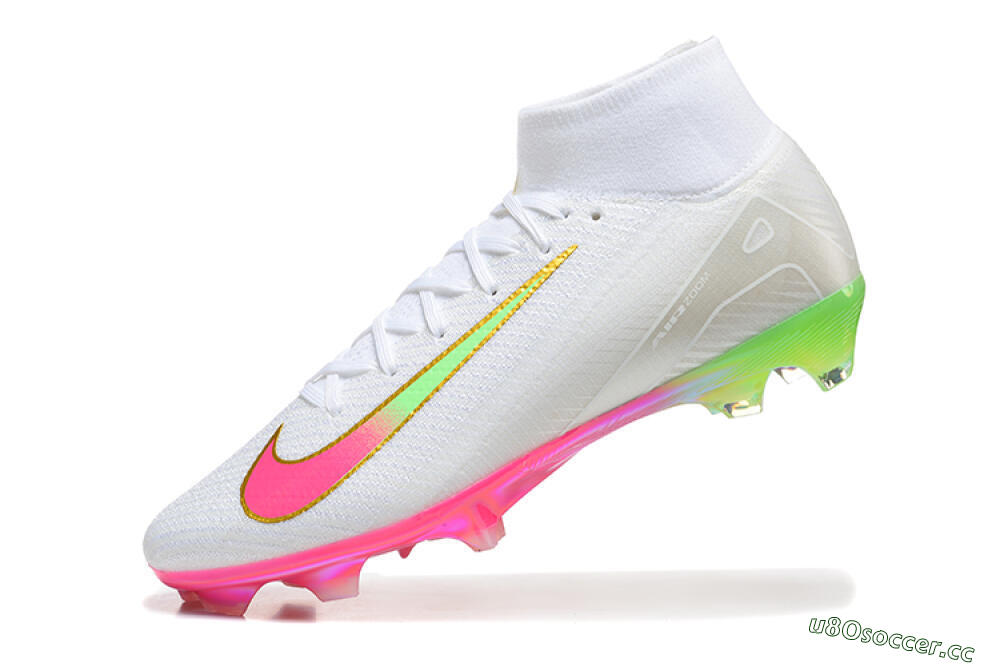 Men's Nike Air Zoom Mercurial Superfly 10 Elite FG Firm Ground High-Tops Football Boots - White/Gold/Pink/Yellow 8