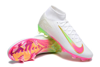 Men's Nike Air Zoom Mercurial Superfly 10 Elite FG Firm Ground High-Tops Football Boots - White/Gold/Pink/Yellow