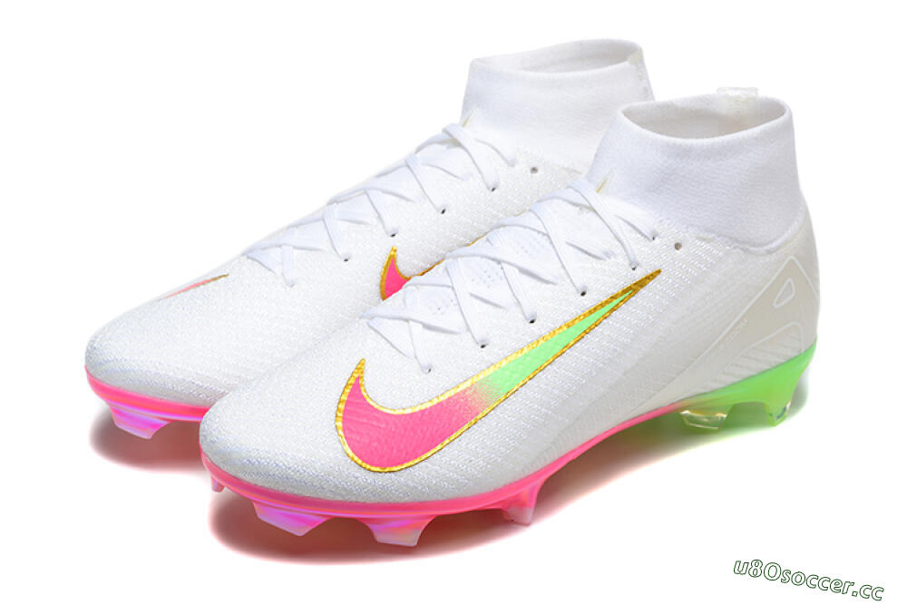 Men's Nike Air Zoom Mercurial Superfly 10 Elite FG Firm Ground High-Tops Football Boots - White/Gold/Pink/Yellow 5