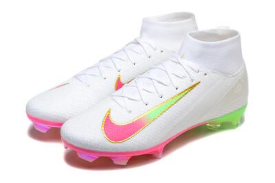 Men's Nike Air Zoom Mercurial Superfly 10 Elite FG Firm Ground High-Tops Football Boots - White/Gold/Pink/Yellow