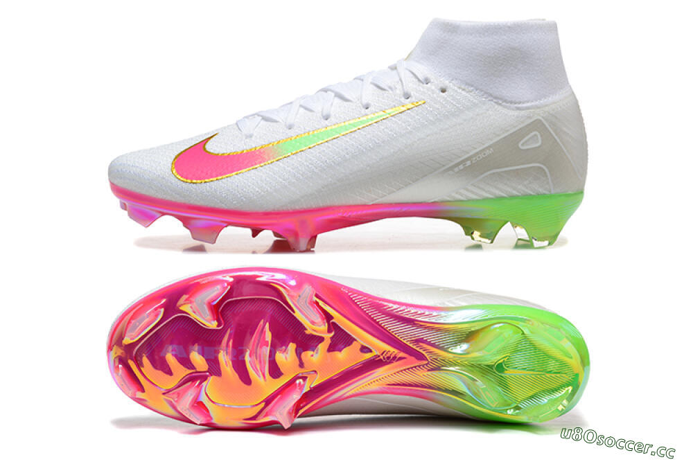 Men's Nike Air Zoom Mercurial Superfly 10 Elite FG Firm Ground High-Tops Football Boots - White/Gold/Pink/Yellow 1