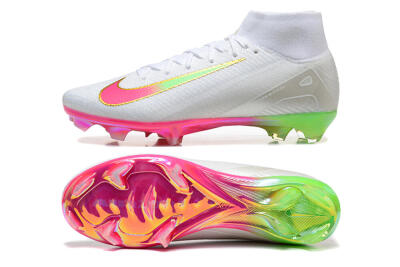 Men's Nike Air Zoom Mercurial Superfly 10 Elite FG Firm Ground High-Tops Football Boots - White/Gold/Pink/Yellow
