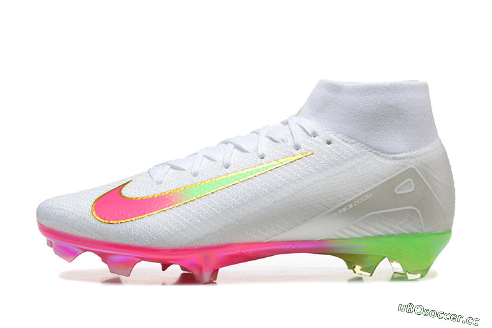 Men's Nike Air Zoom Mercurial Superfly 10 Elite FG Firm Ground High-Tops Football Boots - White/Gold/Pink/Yellow 0