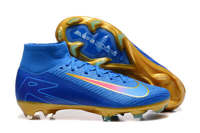 Men's Nike Air Zoom Mercurial Superfly 10 Elite FG Firm Ground High-Tops Football Boots - Blue/Gold/Pink