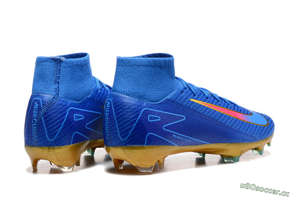 Men's Nike Air Zoom Mercurial Superfly 10 Elite FG Firm Ground High-Tops Football Boots - Blue/Gold/Pink 9