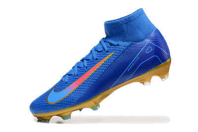 Men's Nike Air Zoom Mercurial Superfly 10 Elite FG Firm Ground High-Tops Football Boots - Blue/Gold/Pink