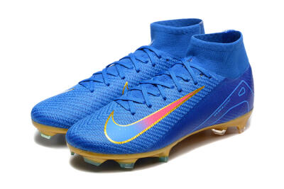 Men's Nike Air Zoom Mercurial Superfly 10 Elite FG Firm Ground High-Tops Football Boots - Blue/Gold/Pink