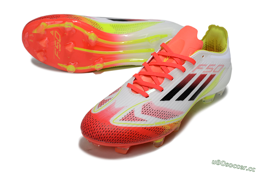 Unisex Adidas F50 Elite FG Firm Ground Low-Tops Football Boots - White/Red/Yellow 3