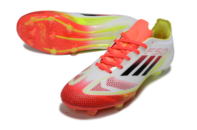 Unisex Adidas F50 Elite FG Firm Ground Low-Tops Football Boots - White/Red/Yellow