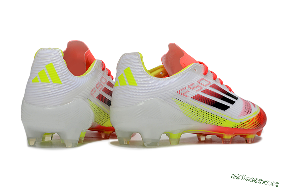 Unisex Adidas F50 Elite FG Firm Ground Low-Tops Football Boots - White/Red/Yellow 7