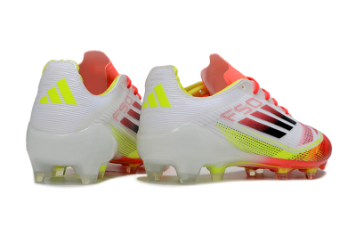 Unisex Adidas F50 Elite FG Firm Ground Low-Tops Football Boots - White/Red/Yellow