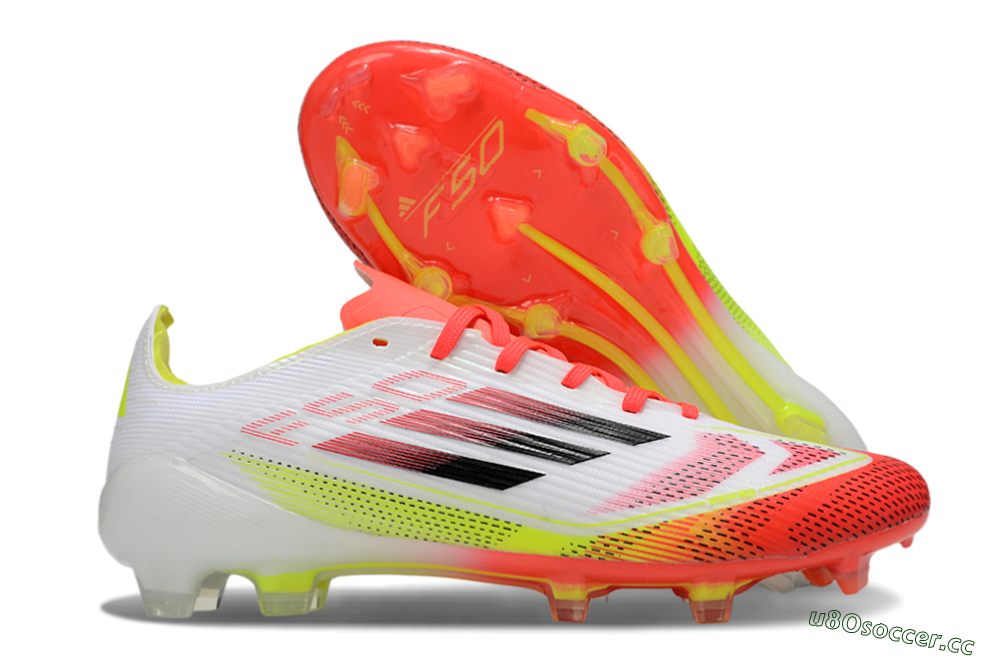 Unisex Adidas F50 Elite FG Firm Ground Low-Tops Football Boots - White/Red/Yellow 2