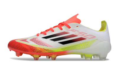 Unisex Adidas F50 Elite FG Firm Ground Low-Tops Football Boots - White/Red/Yellow