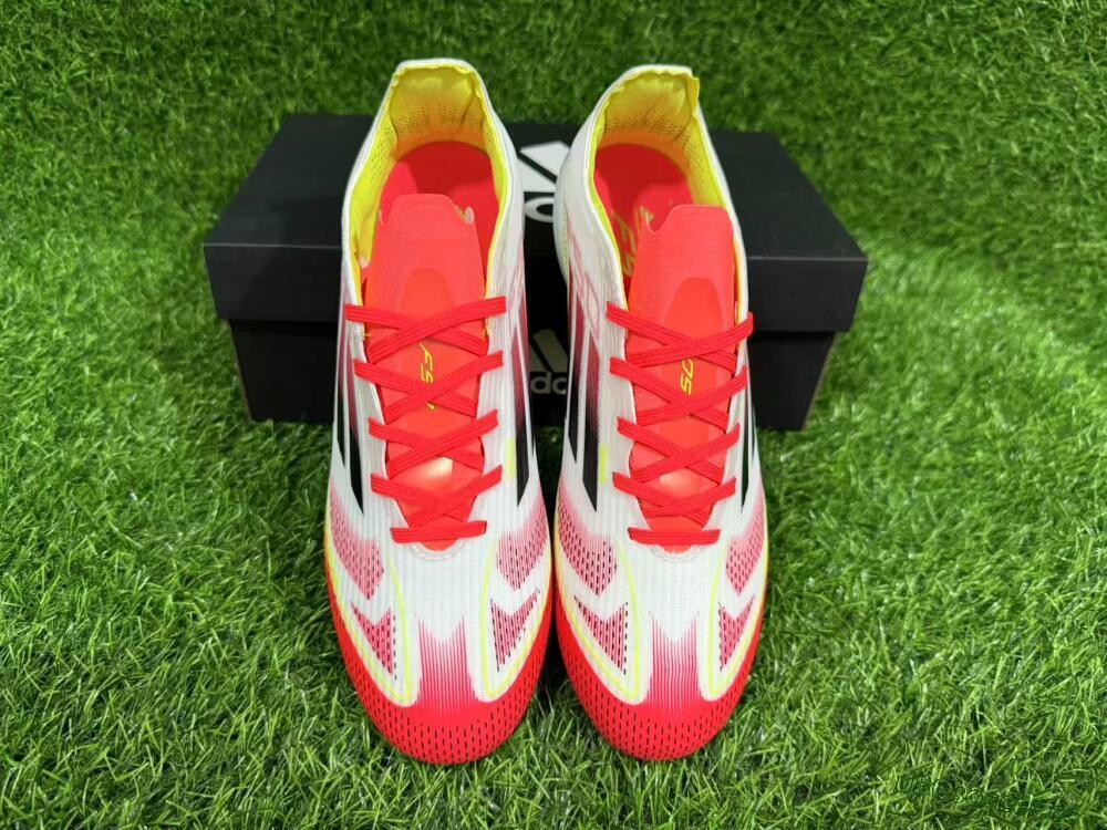 Unisex Adidas F50 Elite FG Firm Ground Low-Tops Football Boots - White/Red/Yellow