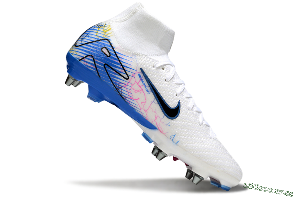 Men's Nike Air Zoom Mercurial Superfly 10 Elite SG Soft Ground High-Tops Football Boots - White/Black/Blue 4