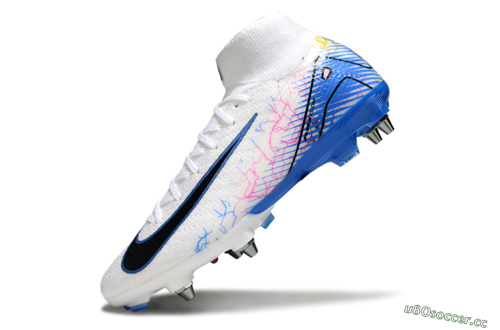 Men's Nike Air Zoom Mercurial Superfly 10 Elite SG Soft Ground High-Tops Football Boots - White/Black/Blue 5