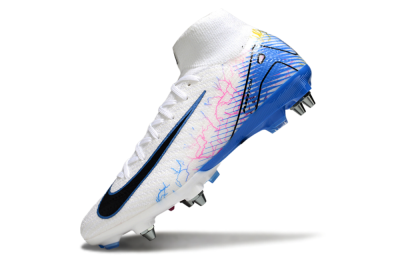 Men's Nike Air Zoom Mercurial Superfly 10 Elite SG Soft Ground High-Tops Football Boots - White/Black/Blue