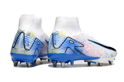 Men's Nike Air Zoom Mercurial Superfly 10 Elite SG Soft Ground High-Tops Football Boots - White/Black/Blue