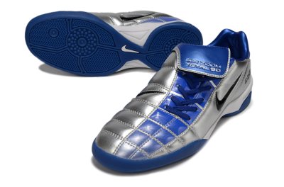 Men's Nike Air Zoom Total 90 III IC Indoor & Futsal Low-Tops Football Shoes - Silver/Black/Blue