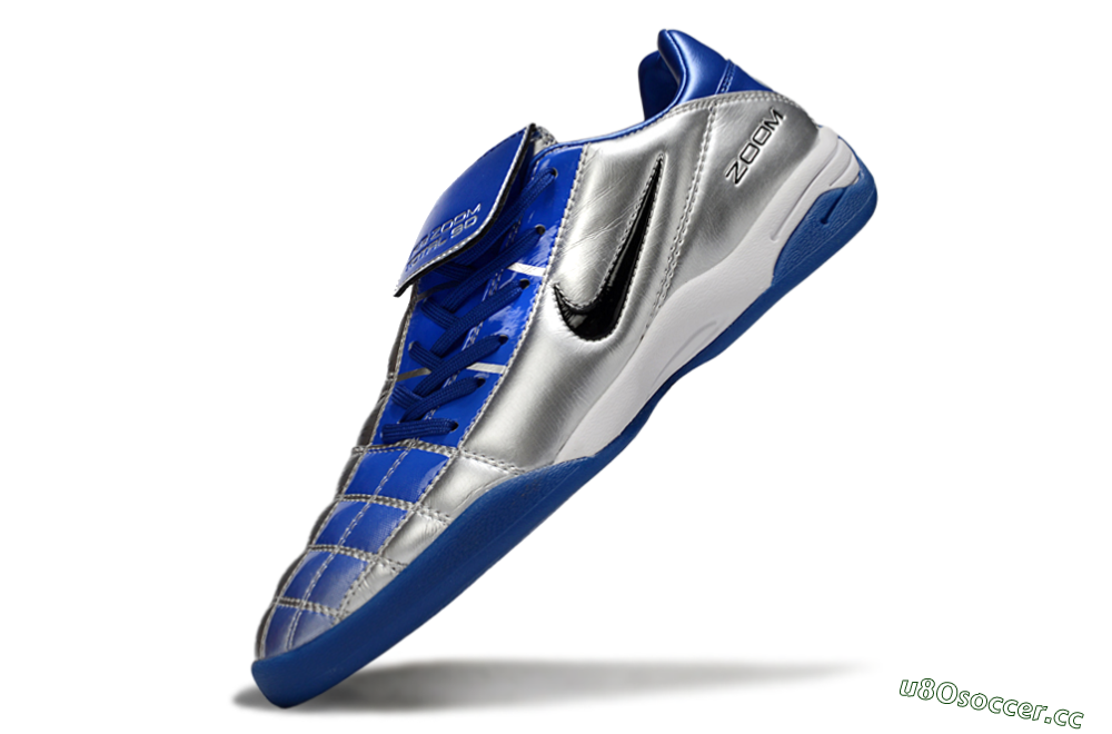 Men's Nike Air Zoom Total 90 III IC Indoor & Futsal Low-Tops Football Shoes - Silver/Black/Blue 5