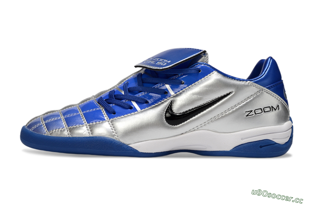 Men's Nike Air Zoom Total 90 III IC Indoor & Futsal Low-Tops Football Shoes - Silver/Black/Blue 0