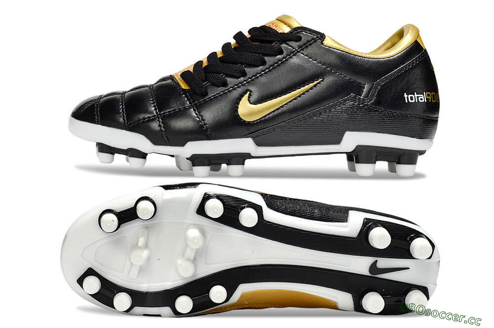 Men's Nike Total 90 III FG Firm Ground Low-Tops Football Boots - Black/Gold/White 1