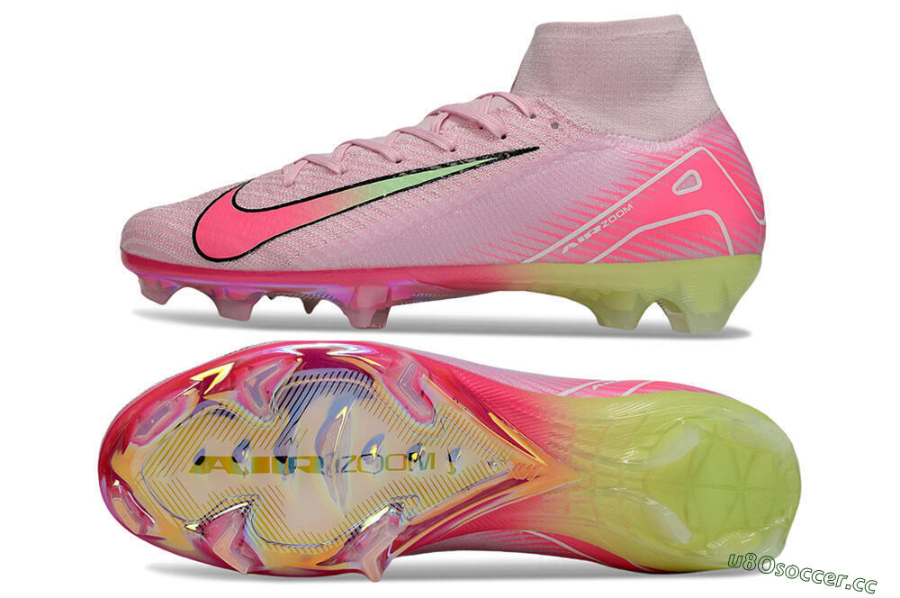 Unisex Nike Air Zoom Mercurial Superfly 10 Elite FG Firm Ground High-Tops Football Boots - Pink/Black/Yellow 1