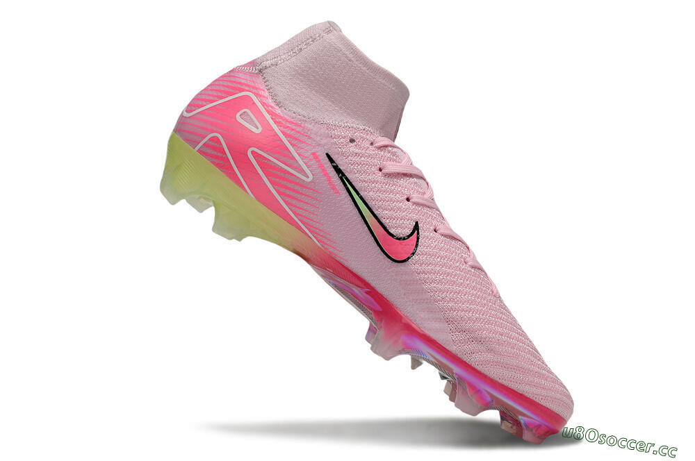 Unisex Nike Air Zoom Mercurial Superfly 10 Elite FG Firm Ground High-Tops Football Boots - Pink/Black/Yellow 4