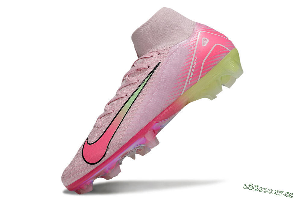 Unisex Nike Air Zoom Mercurial Superfly 10 Elite FG Firm Ground High-Tops Football Boots - Pink/Black/Yellow 5