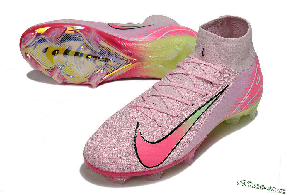 Unisex Nike Air Zoom Mercurial Superfly 10 Elite FG Firm Ground High-Tops Football Boots - Pink/Black/Yellow 3