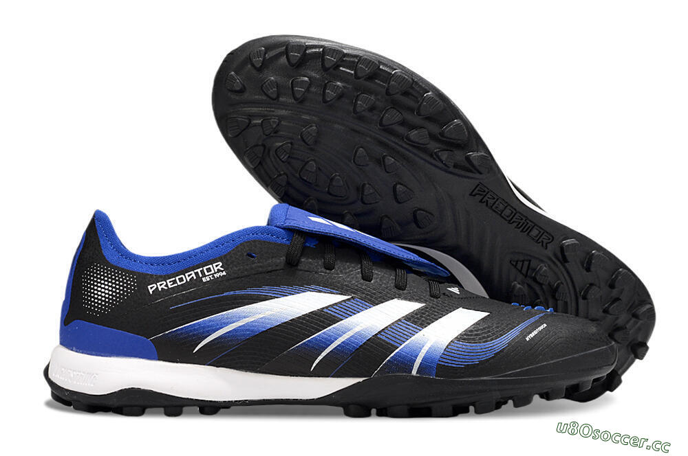 Men's Adidas Predator 25 Elite Foldover Tongue TF Artificial Turf Low-Tops Football Shoes - Black/Blue/White 2