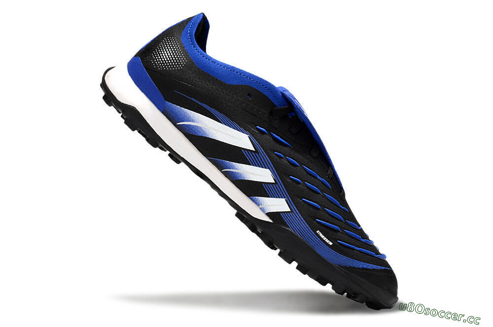 Men's Adidas Predator 25 Elite Foldover Tongue TF Artificial Turf Low-Tops Football Shoes - Black/Blue/White 4