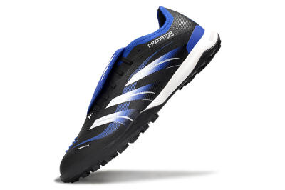 Men's Adidas Predator 25 Elite Foldover Tongue TF Artificial Turf Low-Tops Football Shoes - Black/Blue/White