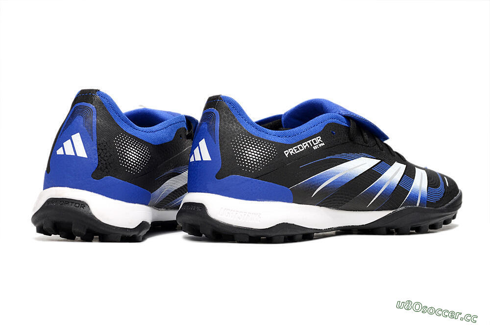 Men's Adidas Predator 25 Elite Foldover Tongue TF Artificial Turf Low-Tops Football Shoes - Black/Blue/White 6