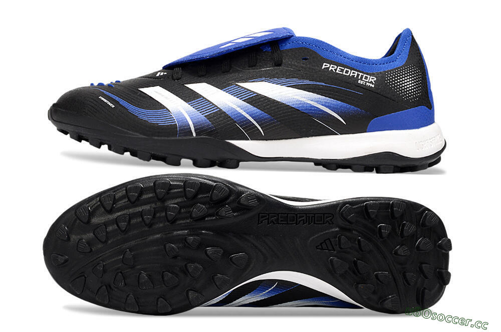 Men's Adidas Predator 25 Elite Foldover Tongue TF Artificial Turf Low-Tops Football Shoes - Black/Blue/White 1