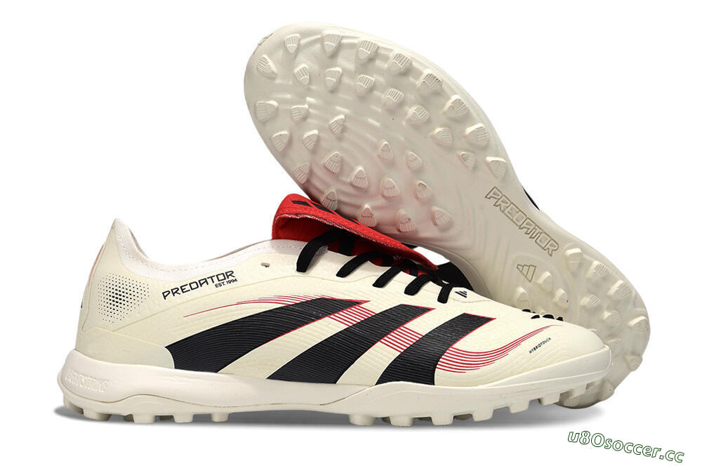 Men's Adidas Predator 25 Elite Foldover Tongue TF Artificial Turf Low-Tops Football Shoes - Beige/Black/Red 2