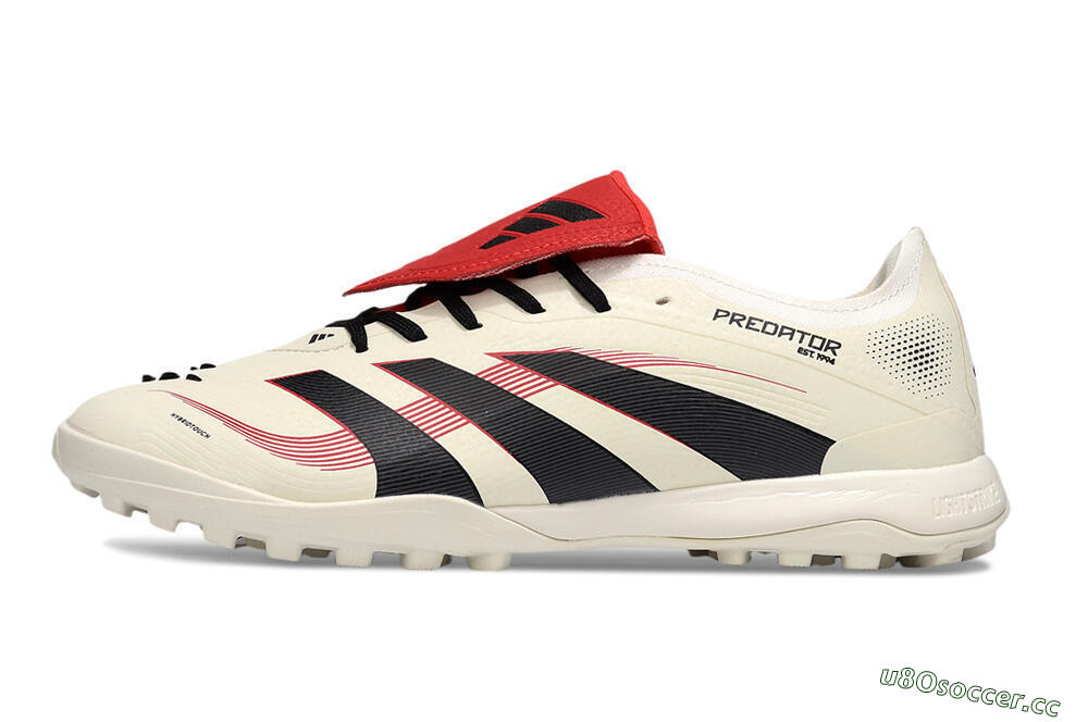 Men's Adidas Predator 25 Elite Foldover Tongue TF Artificial Turf Low-Tops Football Shoes - Beige/Black/Red 0