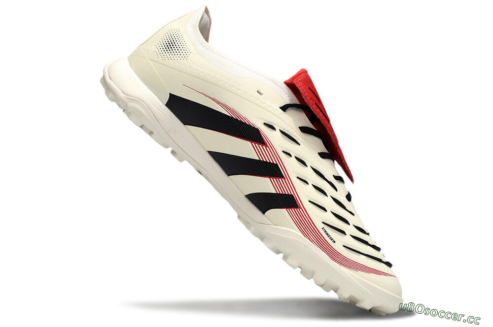 Men's Adidas Predator 25 Elite Foldover Tongue TF Artificial Turf Low-Tops Football Shoes - Beige/Black/Red 4