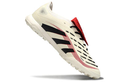 Men's Adidas Predator 25 Elite Foldover Tongue TF Artificial Turf Low-Tops Football Shoes - Beige/Black/Red