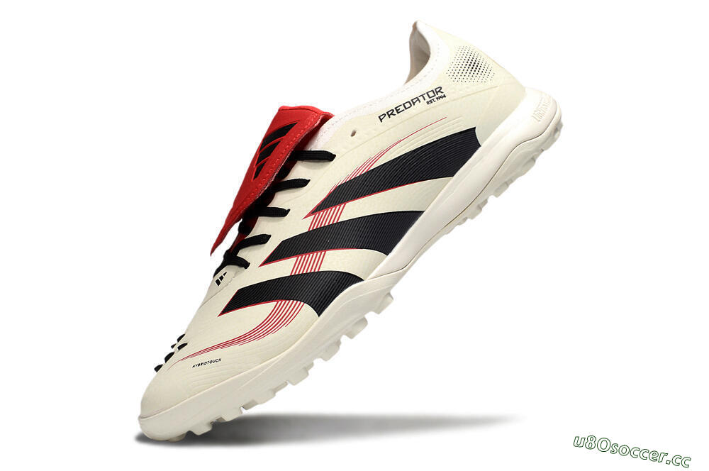 Men's Adidas Predator 25 Elite Foldover Tongue TF Artificial Turf Low-Tops Football Shoes - Beige/Black/Red 5