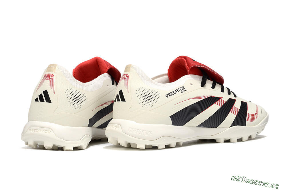 Men's Adidas Predator 25 Elite Foldover Tongue TF Artificial Turf Low-Tops Football Shoes - Beige/Black/Red 6