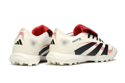 Men's Adidas Predator 25 Elite Foldover Tongue TF Artificial Turf Low-Tops Football Shoes - Beige/Black/Red