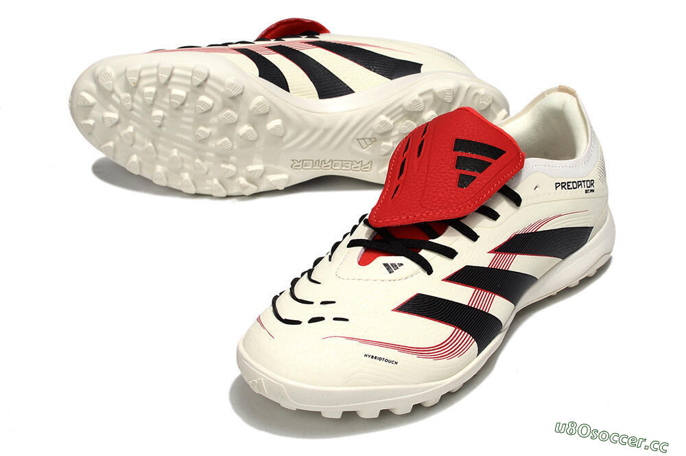 Men's Adidas Predator 25 Elite Foldover Tongue TF Artificial Turf Low-Tops Football Shoes - Beige/Black/Red 3
