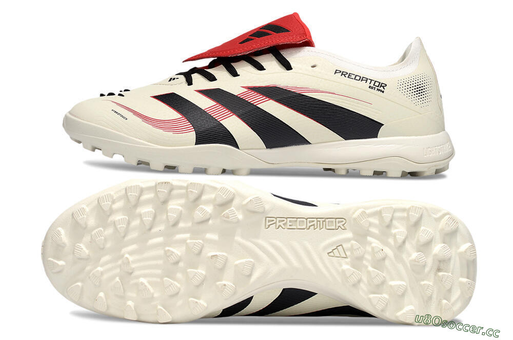Men's Adidas Predator 25 Elite Foldover Tongue TF Artificial Turf Low-Tops Football Shoes - Beige/Black/Red 1