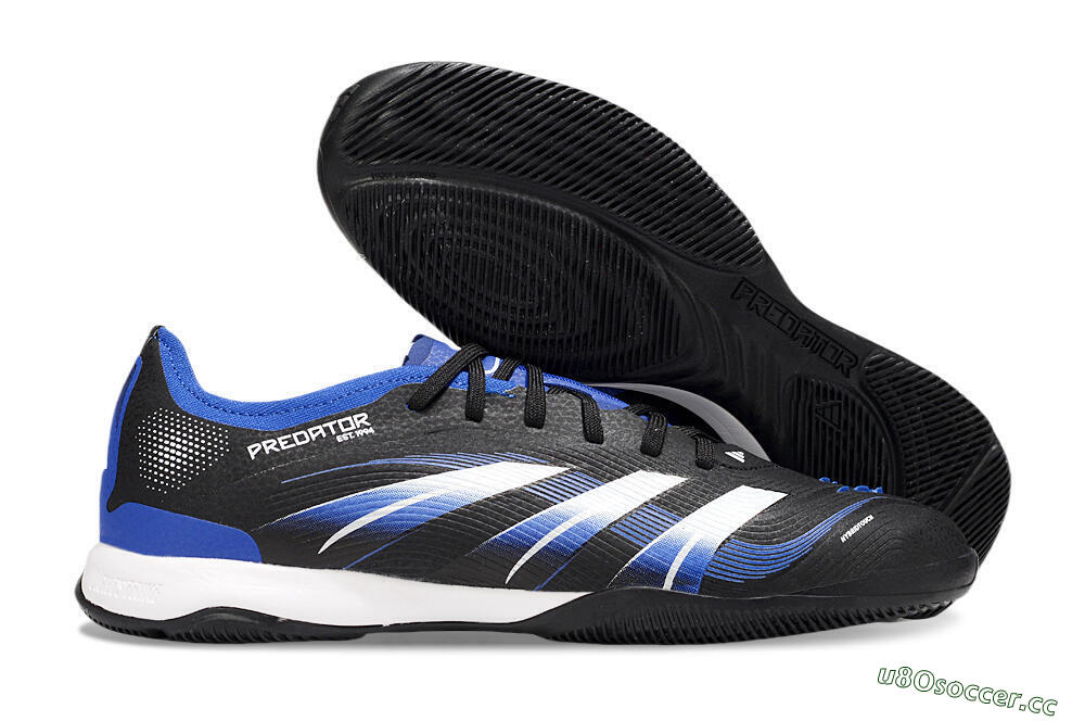 Men's Adidas Predator 25 Elite IC Indoor & Futsal Low-Tops Football Shoes - Black/Blue/White 2
