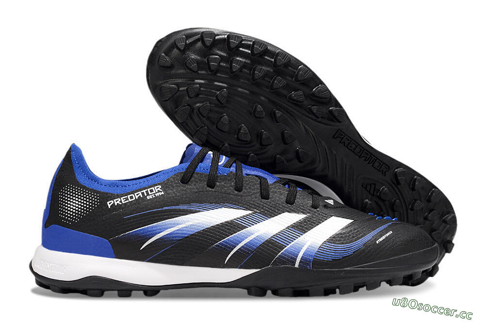 Men's Adidas Predator 25 Elite TF Artificial Turf Low-Tops Football Shoes - Black/Blue/White 2