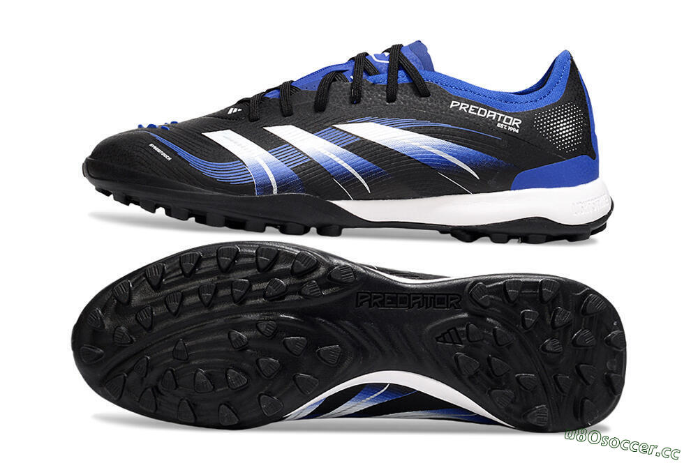 Men's Adidas Predator 25 Elite TF Artificial Turf Low-Tops Football Shoes - Black/Blue/White 1
